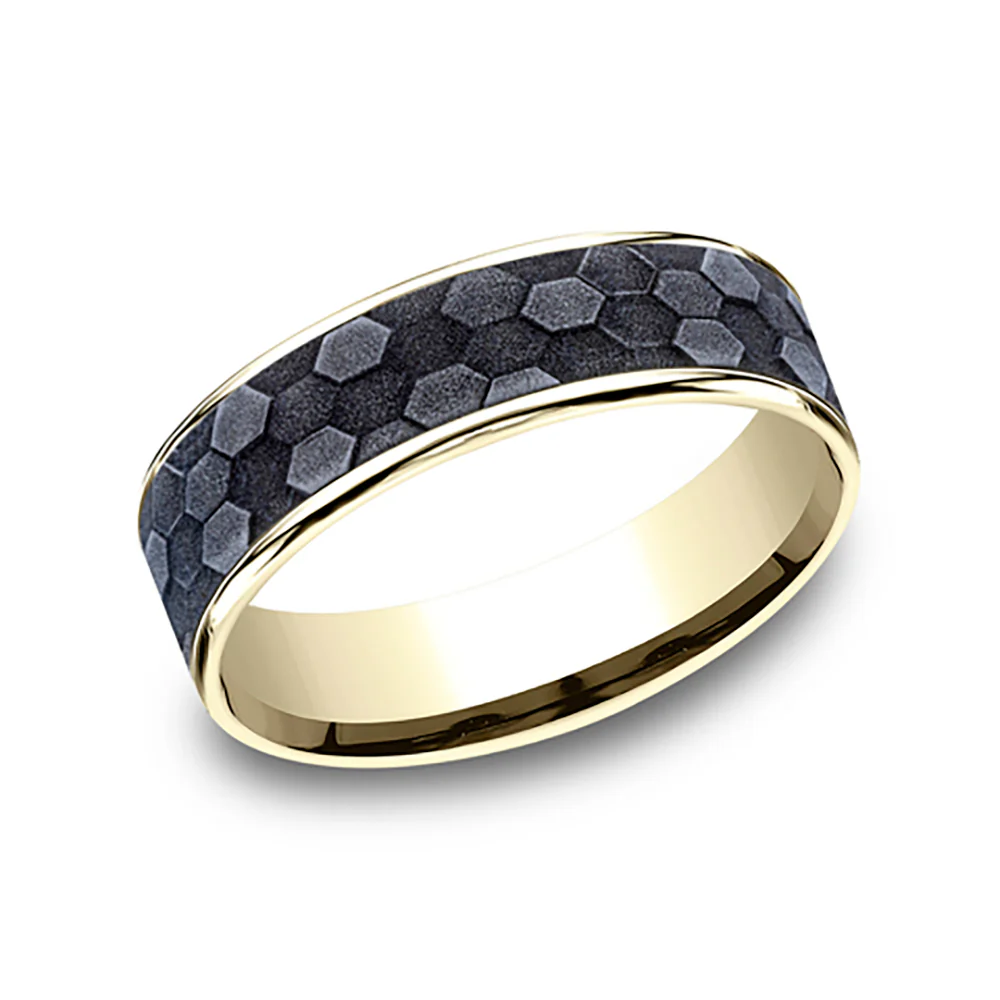 Ammara Stone Keeper Yellow Gold Tantalum 6.5mm Men's Wedding Band