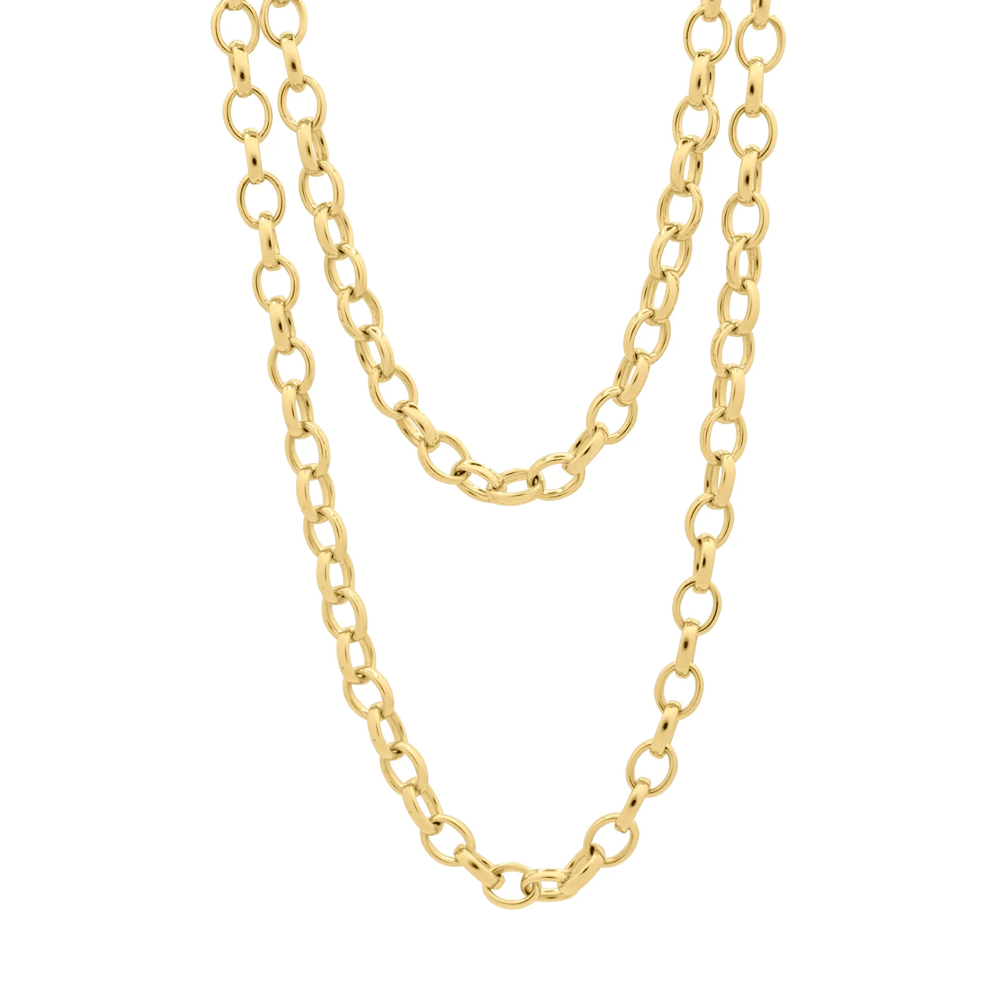 Antonio Papini 18K Yellow Gold 32 Inch Oval Chain Link Necklace - Image 2