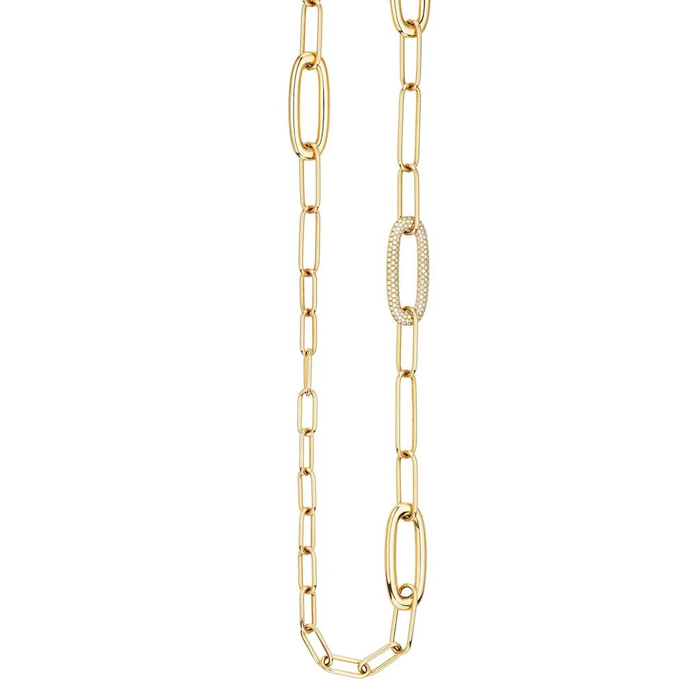 Antonio Papini Long Oval Link Diamond Necklace