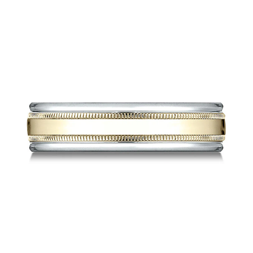 Benchmark 6mm Two Tone Milgrain Wedding Band
