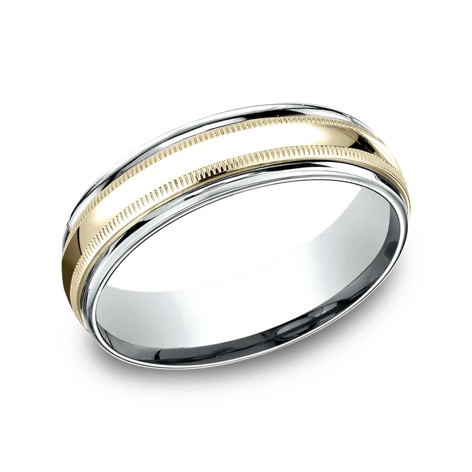 Benchmark 6mm Two Tone Milgrain Wedding Band - Image 2