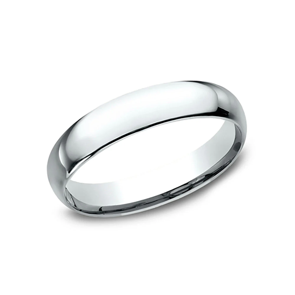 Benchmark Regular Dome Comfort Fit 4mm Wedding Band 18K White Gold