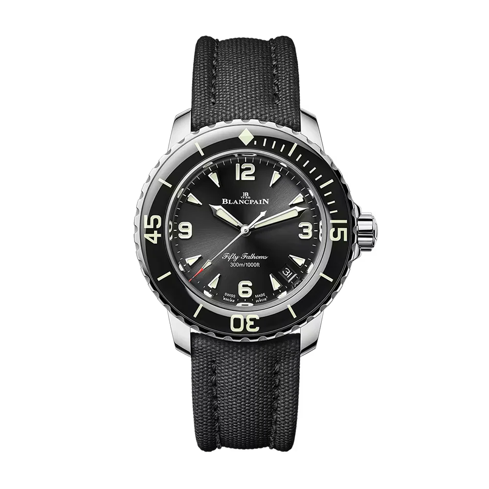 Blancpain Fifty Fathoms Automatique 38.20mm Black Dial Steel Sail Canvas Strap