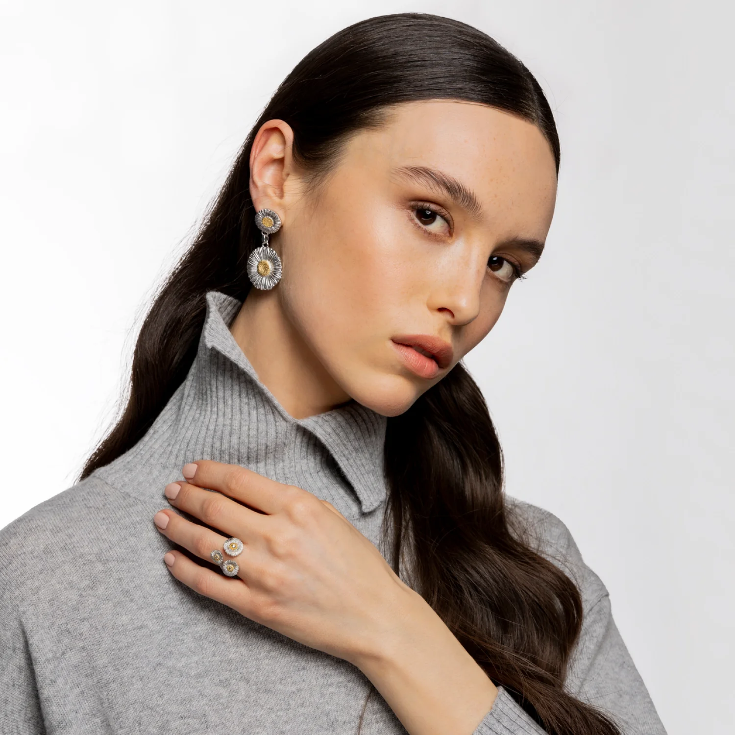 Buccellati Blossoms Silver Pendant Earrings with Vermeil - Image 2