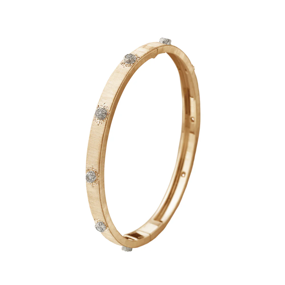 Buccellati Macri Classica Bangle Bracelet 18K Yellow Gold with Diamonds - Image 3