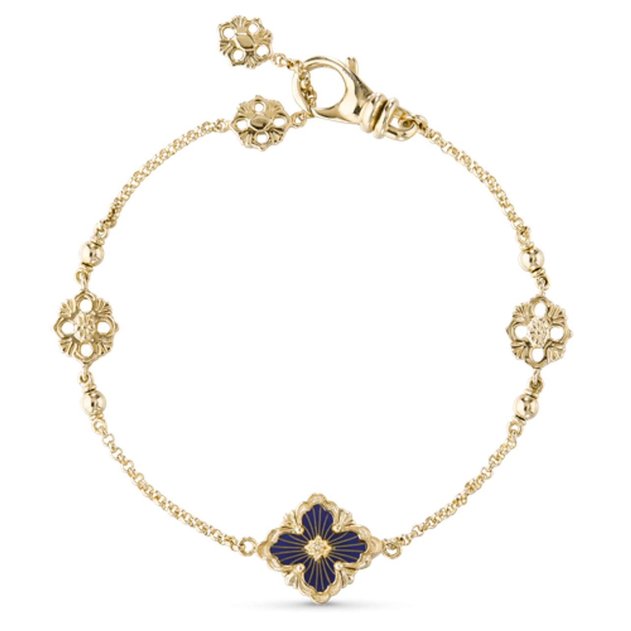 Buccellati Opera Tulle Blue Enamel Bracelet 18K Yellow Gold