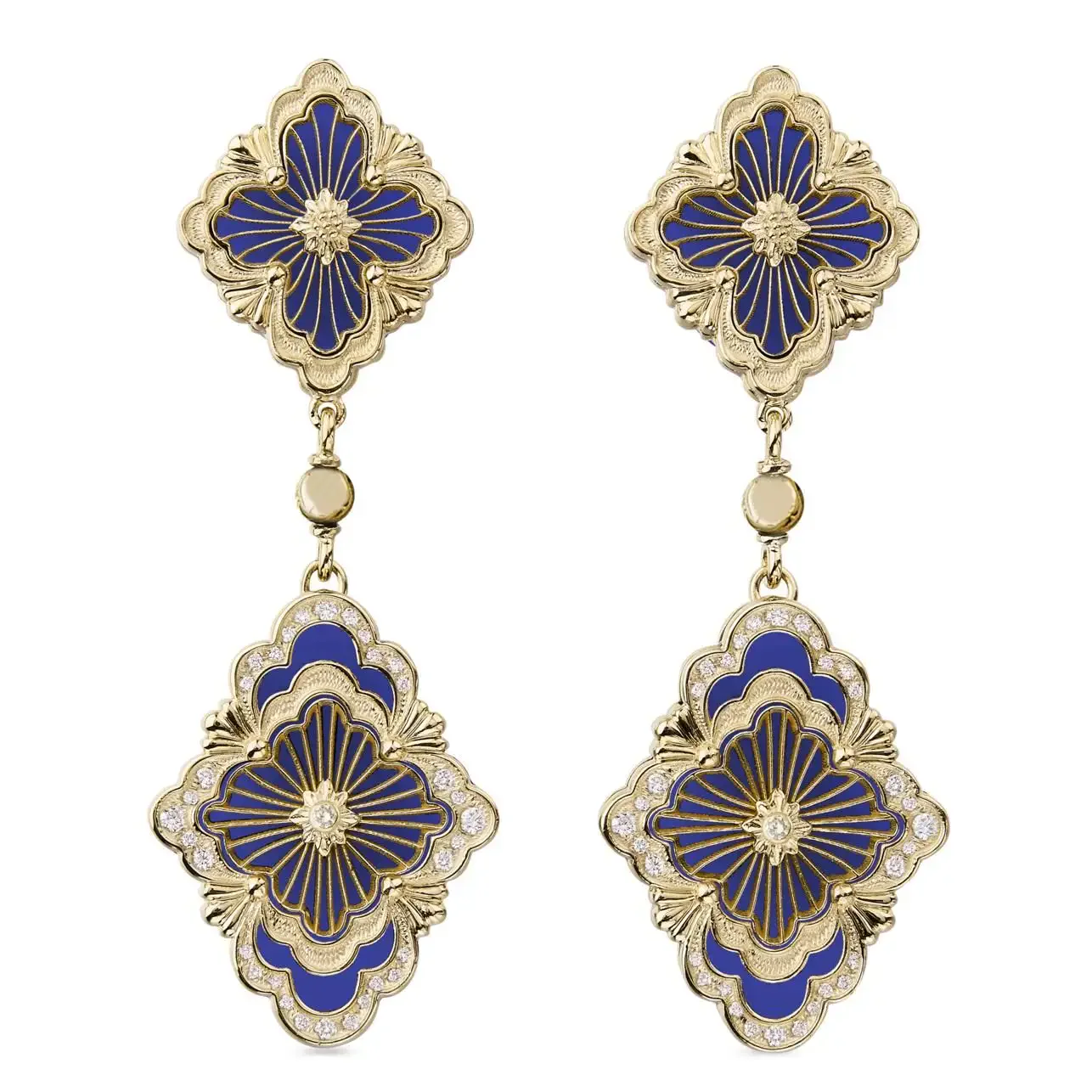 Buccellati Opera Tulle Blue Pendant Earrings with Diamonds