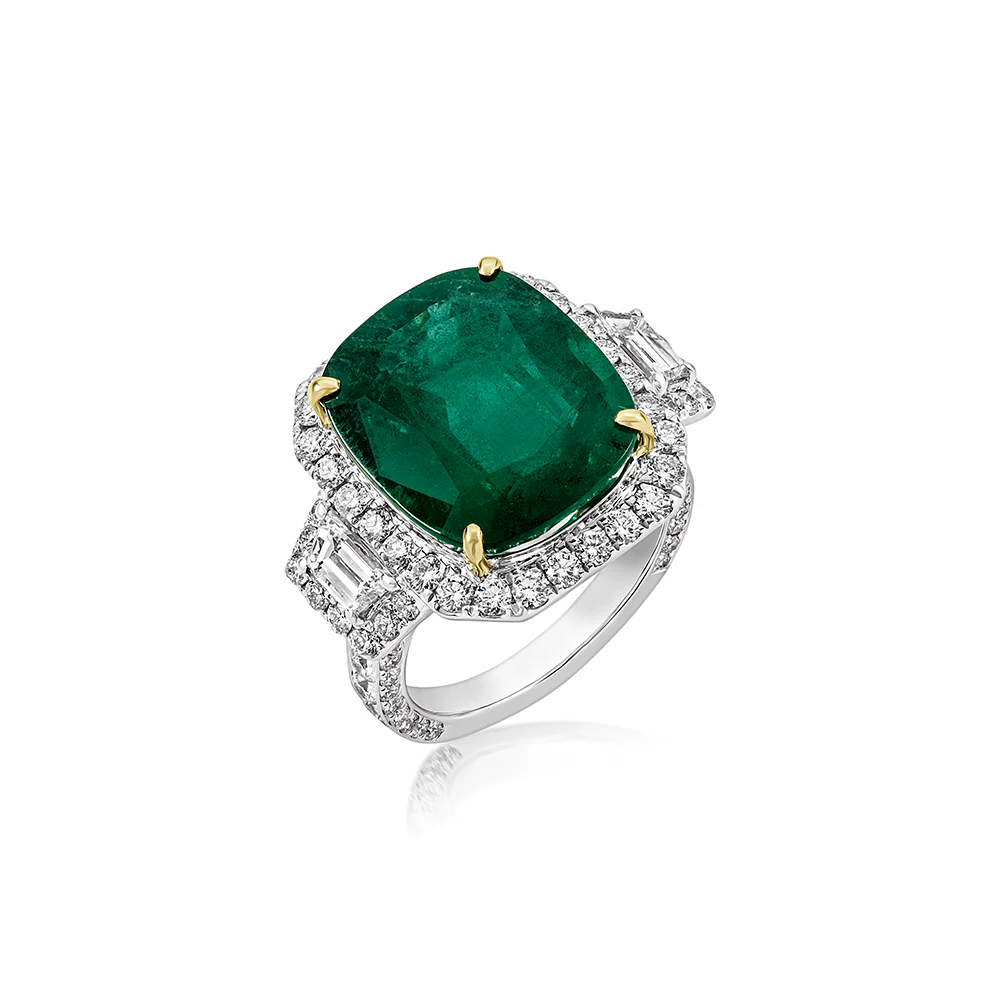 Butani Cushion Emerald Diamond Ring - Image 2