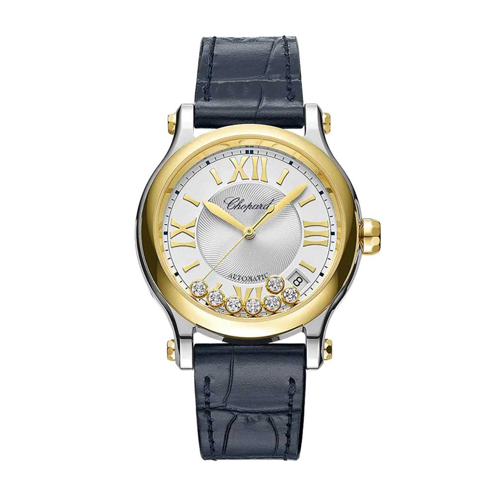 Chopard Happy Sport 36mm Steel and Yellow Gold Leather Strap Watch