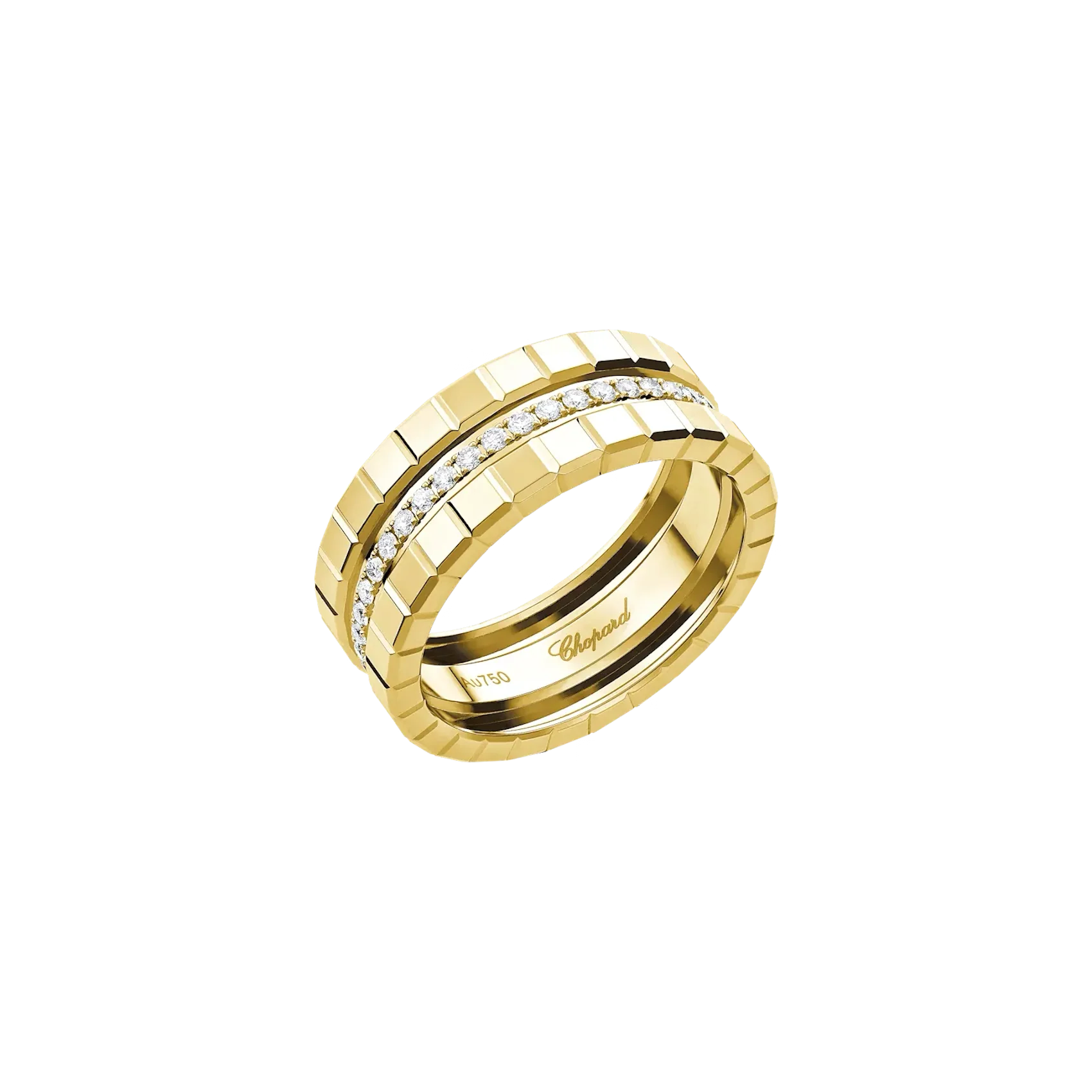 Chopard Ice Cube Diamond Band Ring 18K Yellow Gold