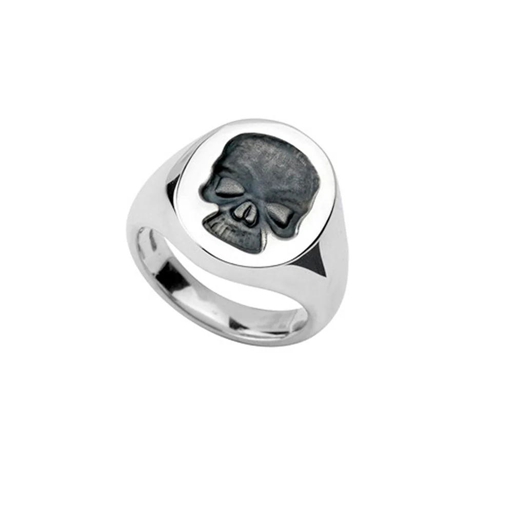 Deakin and Francis Black Skull Signet Ring