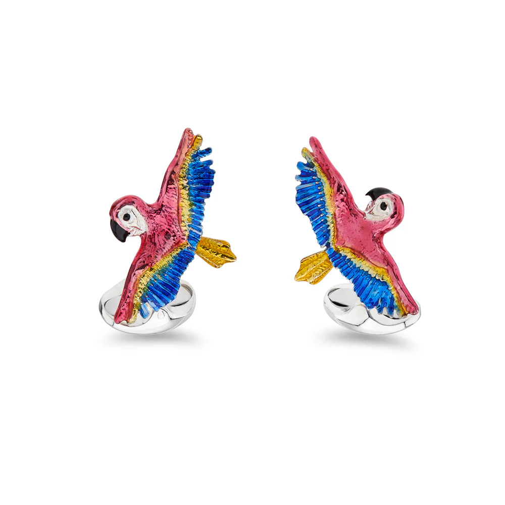 Deakin and Francis Enamel Parrot Cufflinks