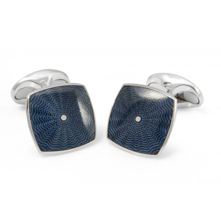 Deakin and Francis Sterling Silver Deep Blue Enamel Cufflinks