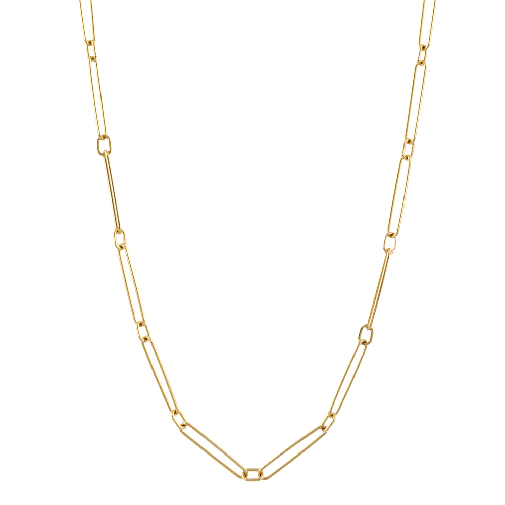Doves 18K Yellow Gold Paperclip Chain Necklace