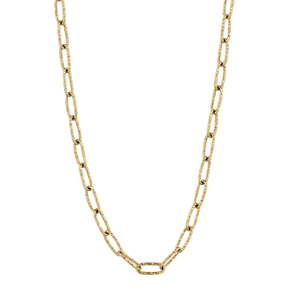 Doves 18K Yellow Gold Textured Link Chain