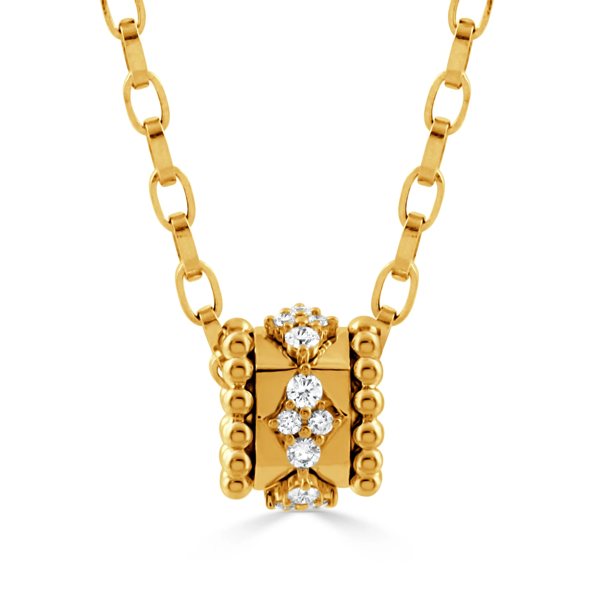 Doves Byzantine Rondelle Diamond Pendant 18K Yellow Gold