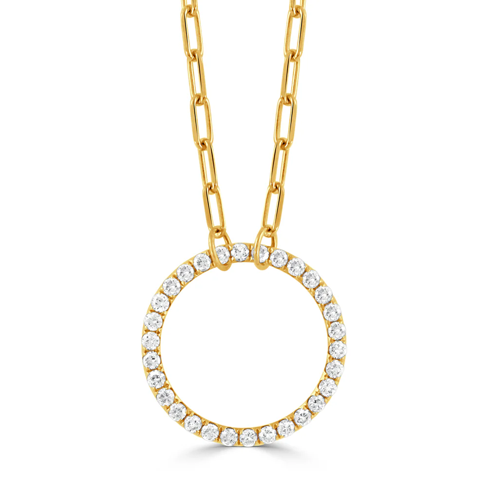 Doves Diamond Circle Necklace 18K Yellow Gold