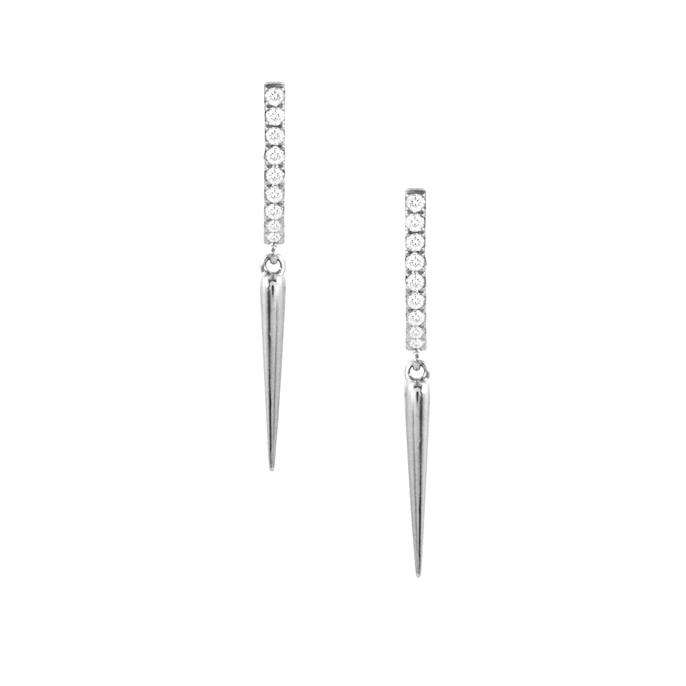 Doves Diamond Fashion 18K White Gold Diamond Drop Earrings