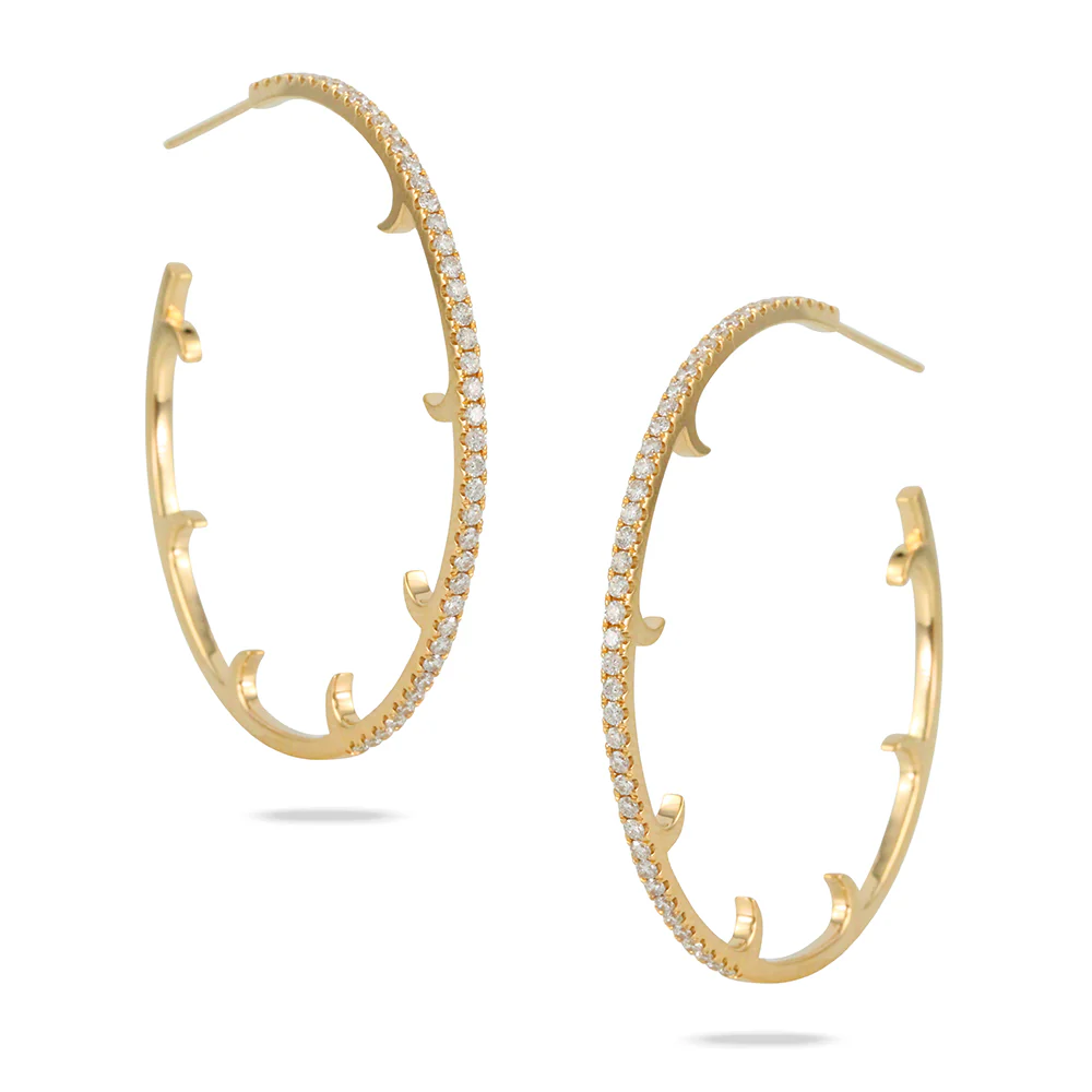 Doves Diamond Fashion 18K Yellow Gold Hoop Earrings