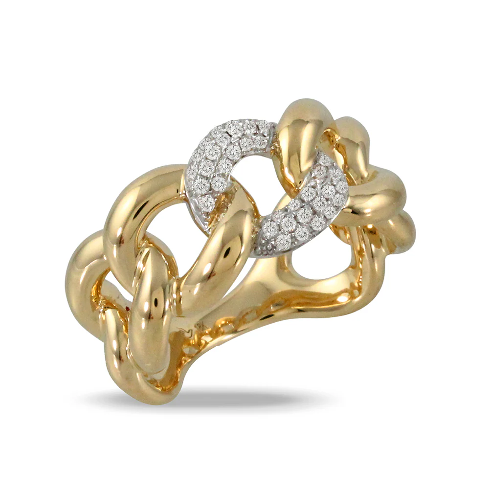 Doves Diamond Fashion Chain Ring in 18K Yellow and White Gold