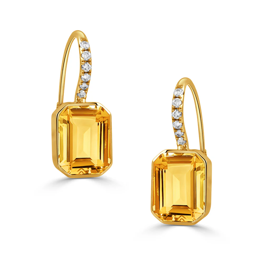 Doves Limoncello 18K Yellow Gold Citrine Diamond Earrings