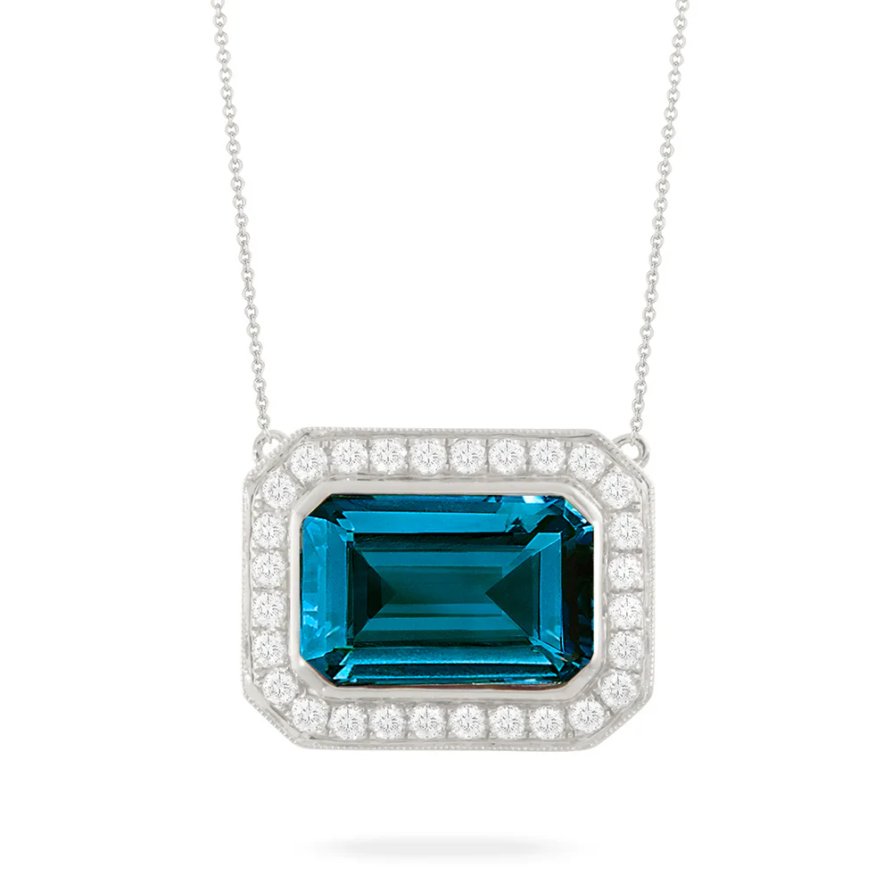 Doves London Blue Topaz and Diamond Necklace