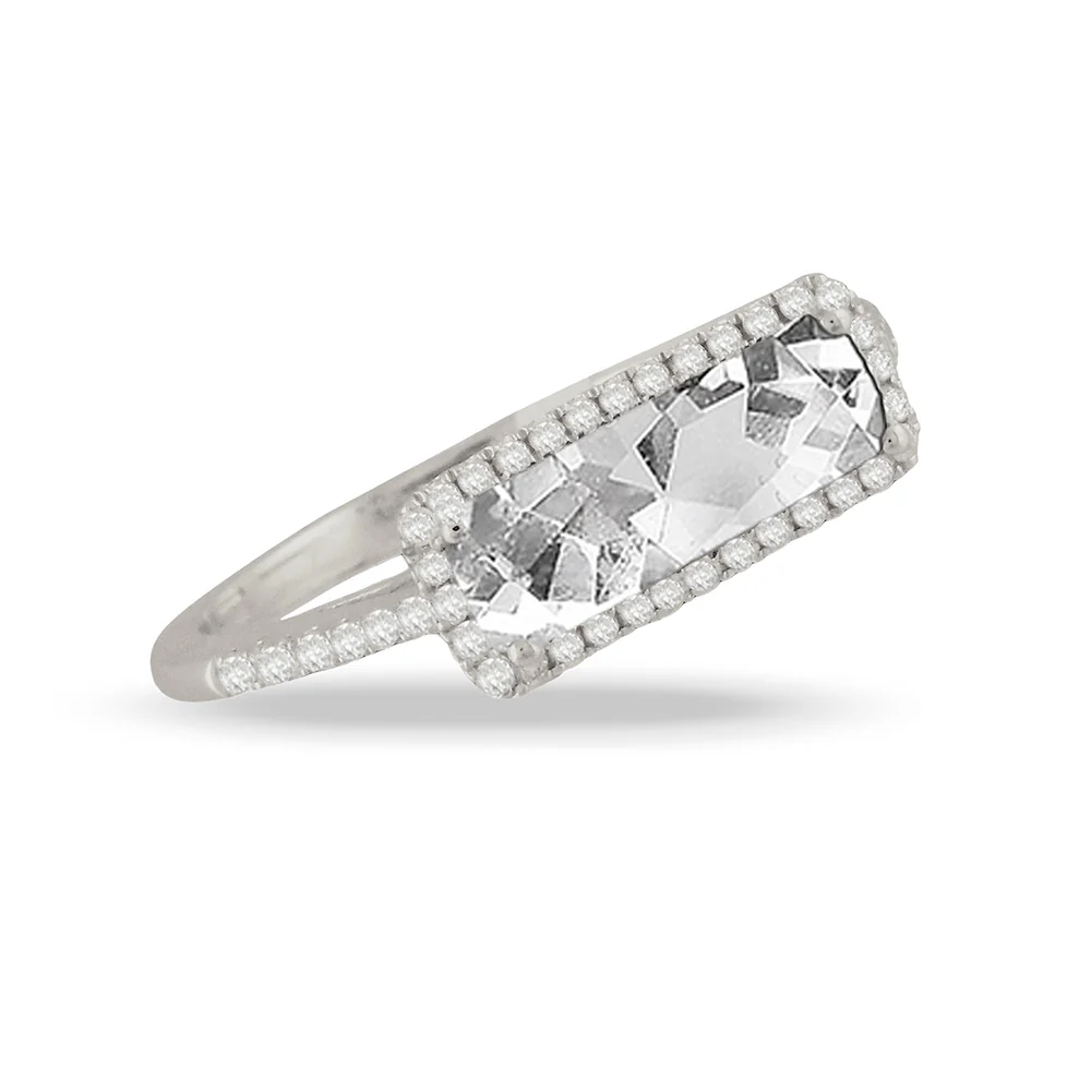 Doves Lucente 18K White Gold Topaz Diamond Ring