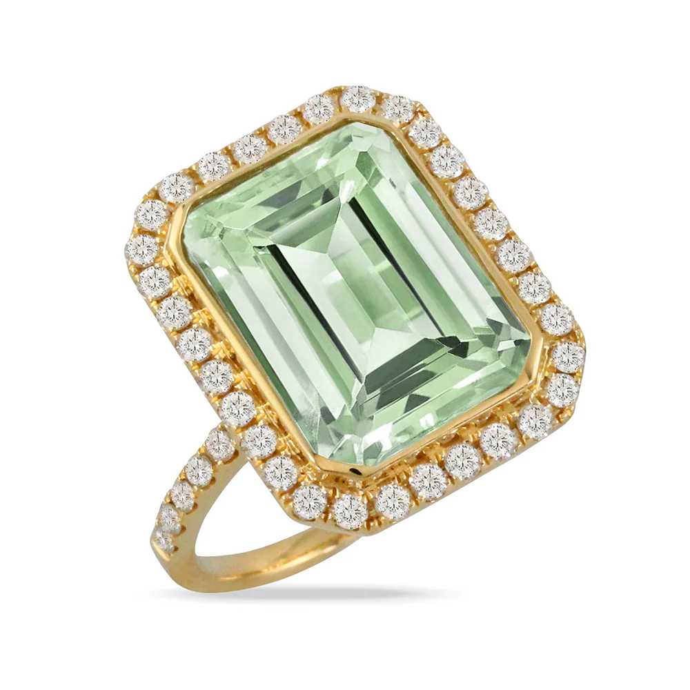 Doves Mint Mojito 18K Yellow Gold Green Amethyst Ring