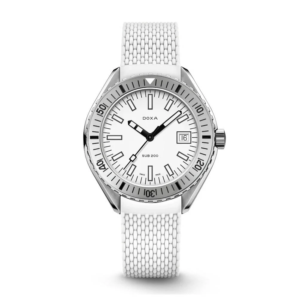 DOXA SUB 200 Whitepearl Rubber Strap