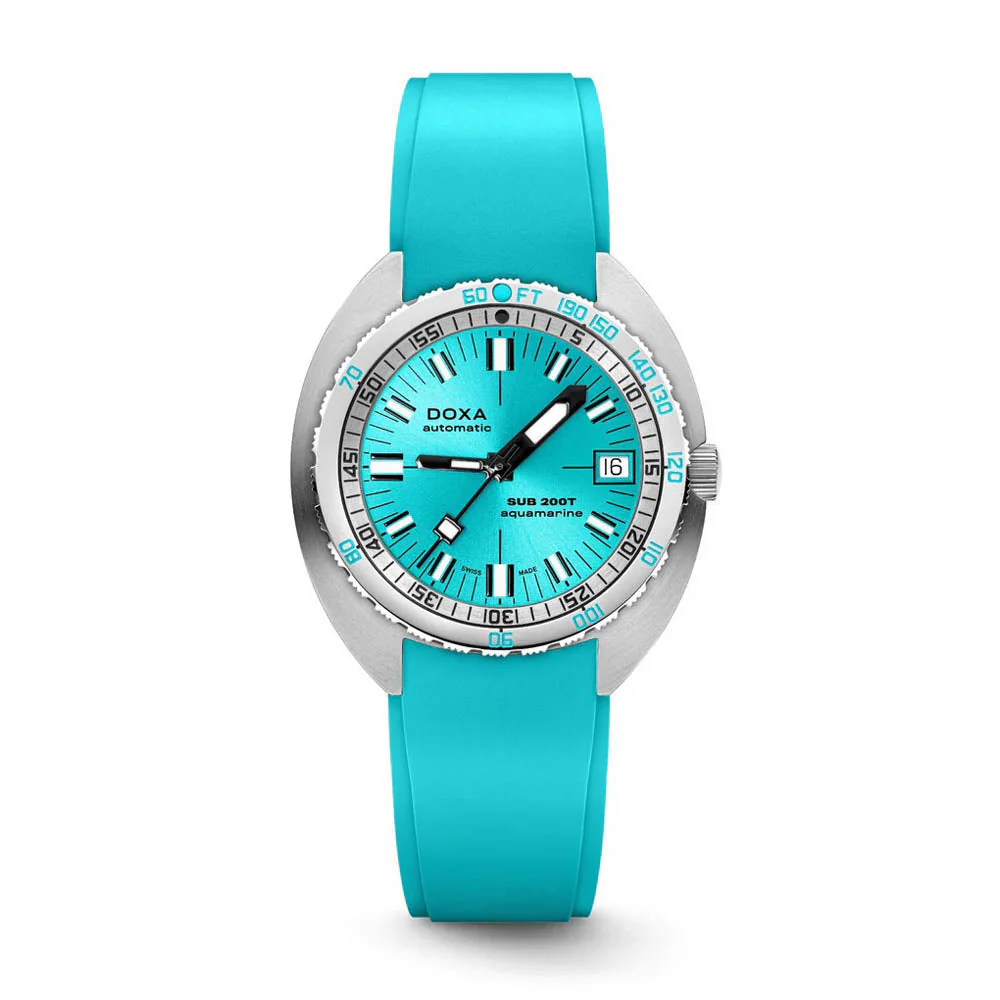 DOXA SUB 200T Aquamarine Sunray Dial Rubber Strap