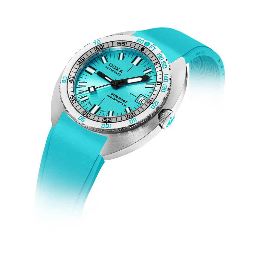DOXA SUB 200T Aquamarine Sunray Dial Rubber Strap - Image 2