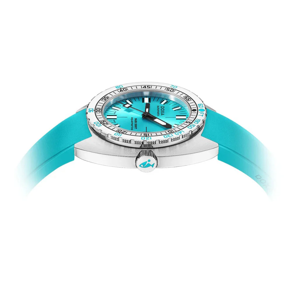 DOXA SUB 200T Aquamarine Sunray Dial Rubber Strap - Image 3