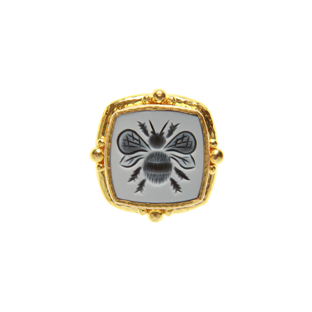 Elizabeth Locke Bee Ring with Agate