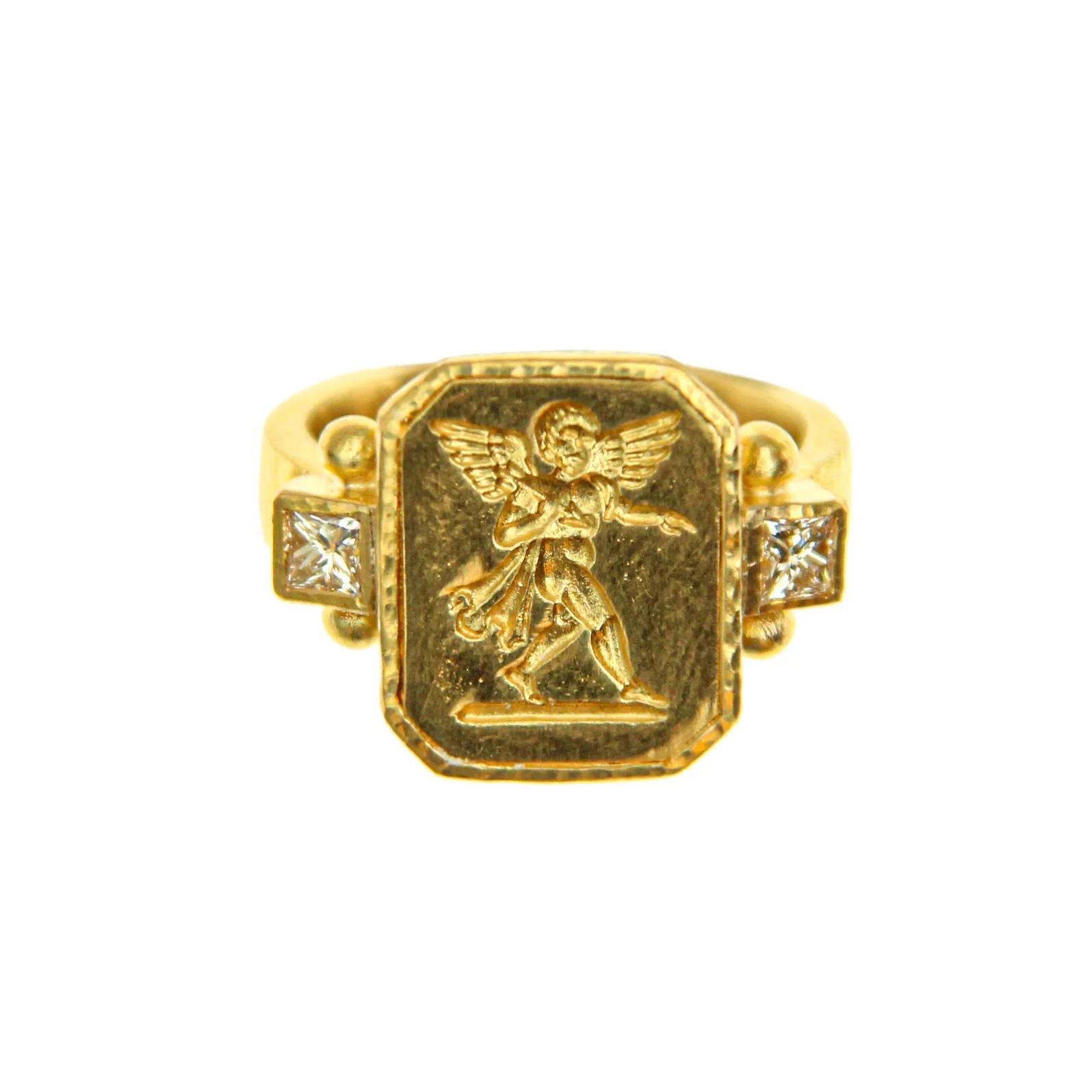 Elizabeth Locke Cherub with Flute and Diamond Ring
