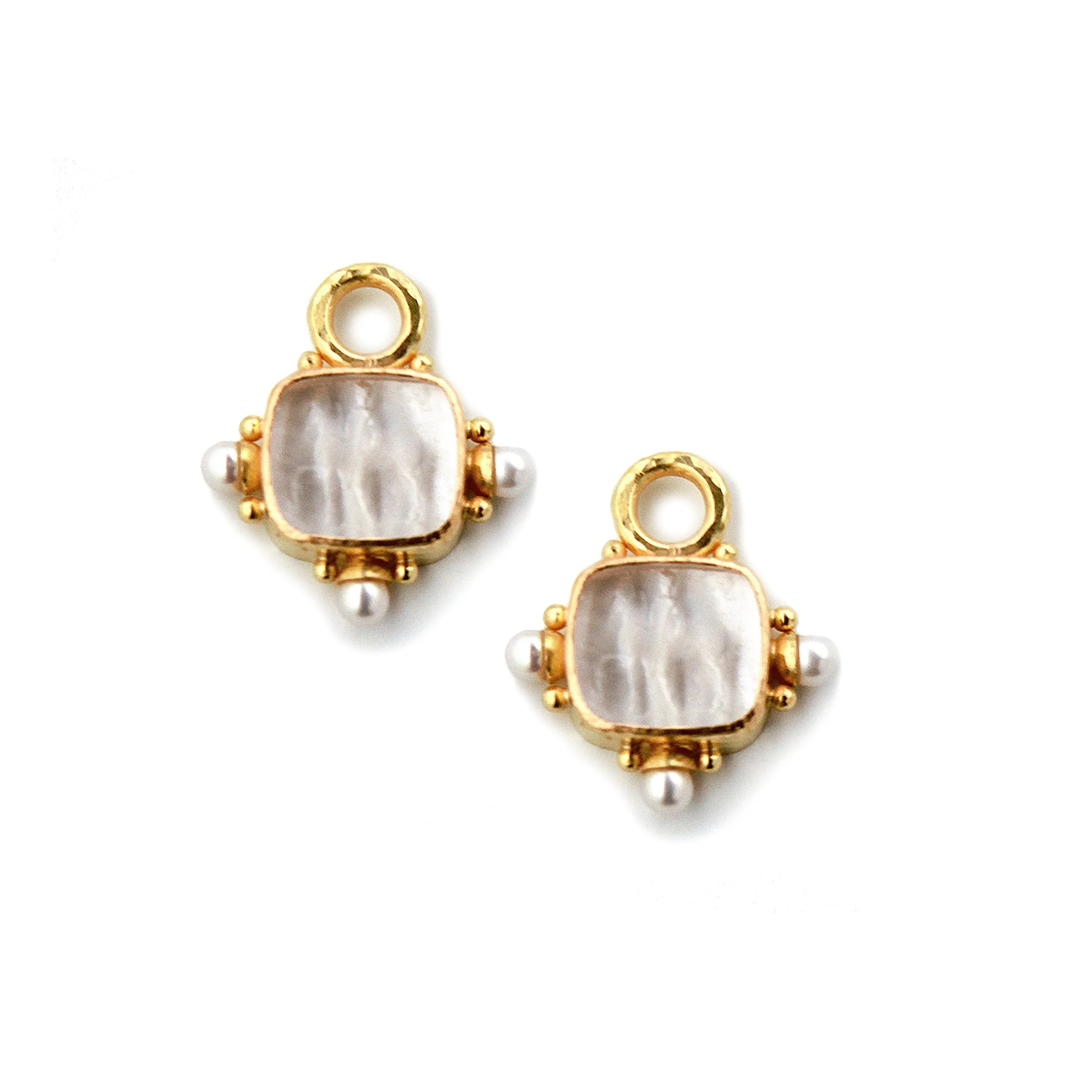 Elizabeth Locke Crystal God with Horse Venetian Glass Intaglio Earring Pendants