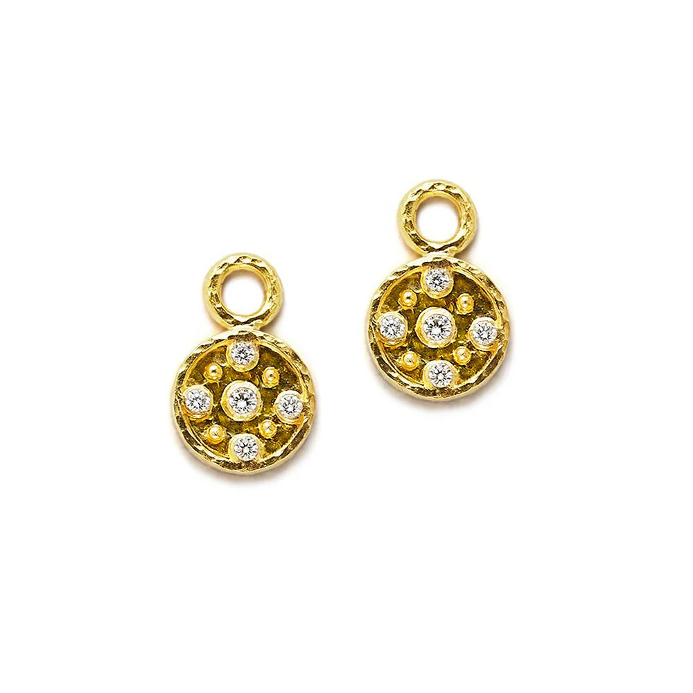 Elizabeth Locke Diamond Disc Earring Pendants