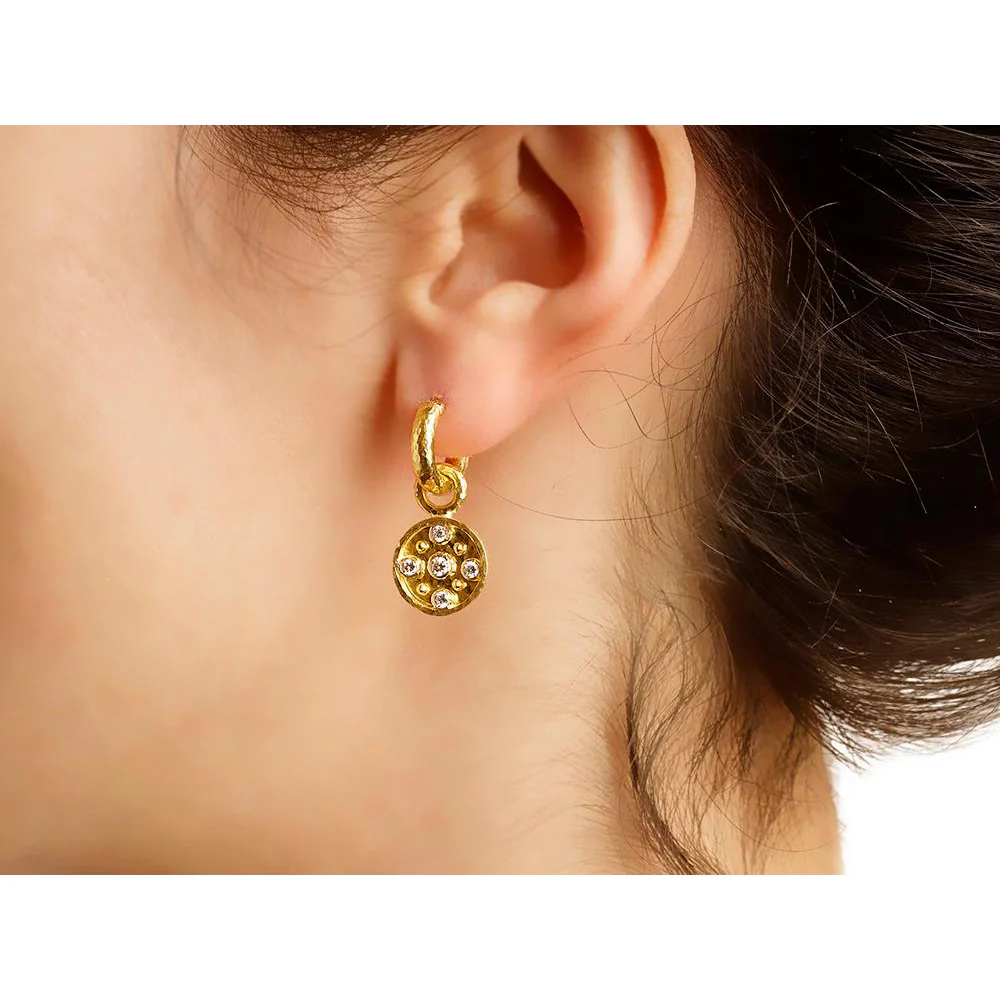 Elizabeth Locke Diamond Disc Earring Pendants - Image 2