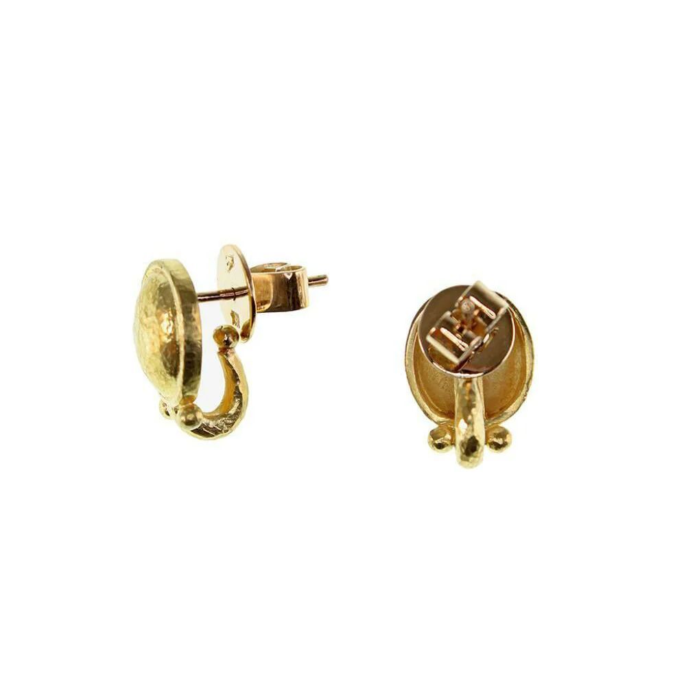 Elizabeth Locke Gold Dome Earrings with Charm Holder - Image 3