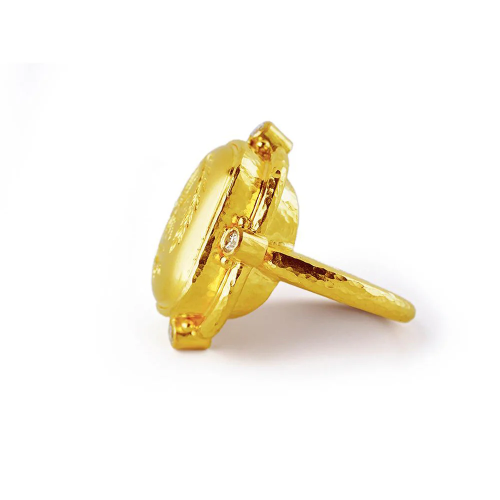 Elizabeth Locke Gold Queen Bee Diamond Ring - Image 3