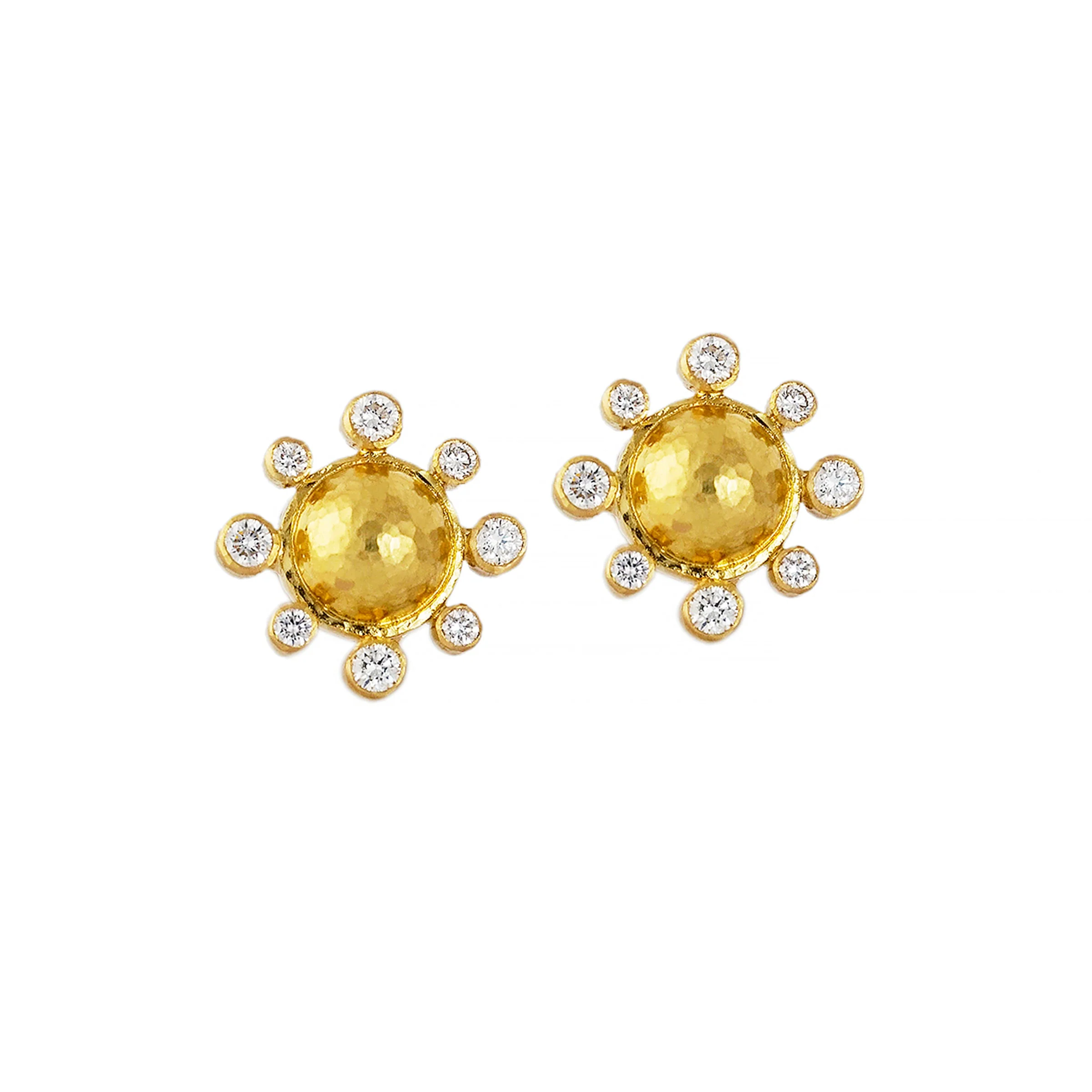 Elizabeth Locke Gold Stud Earrings with Diamonds