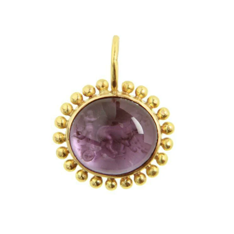 Elizabeth Locke Mulberry Goat Lion Putto Venetian Glass Intaglio Pendant