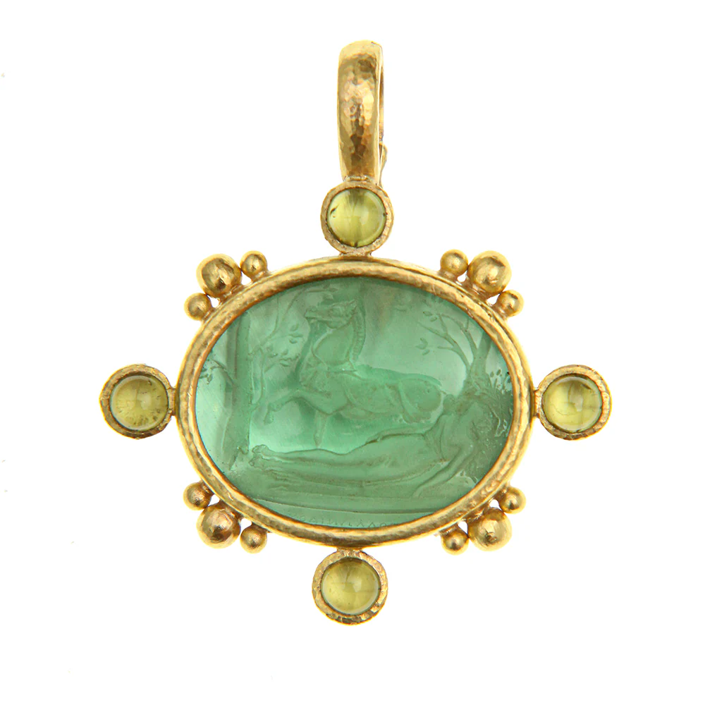 Elizabeth Locke Nile Horse with Sleeping Maiden Pendant