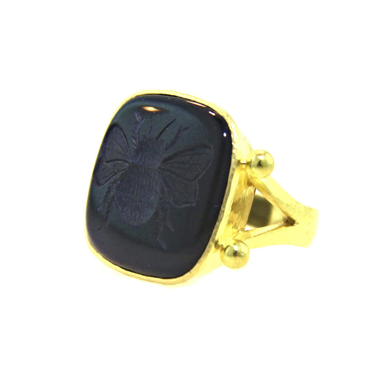Elizabeth Locke Onyx Bee Ring - Image 2