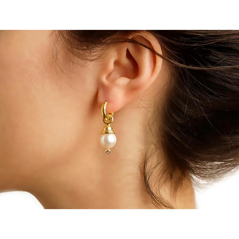 Elizabeth Locke Pearl and Diamond Earring Pendants - Image 2