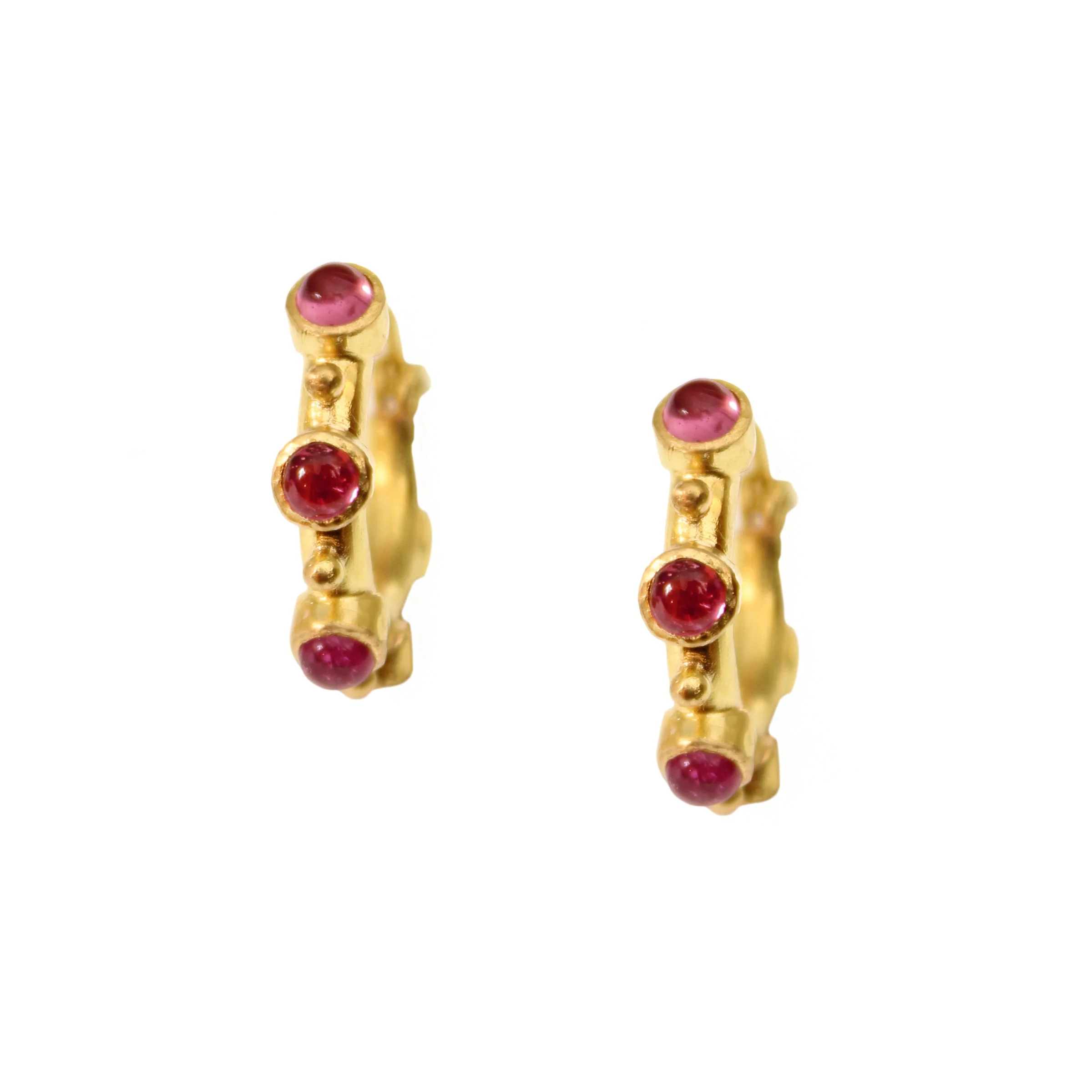 Elizabeth Locke Pink Tourmaline Hoop Earrings 19K Yellow Gold