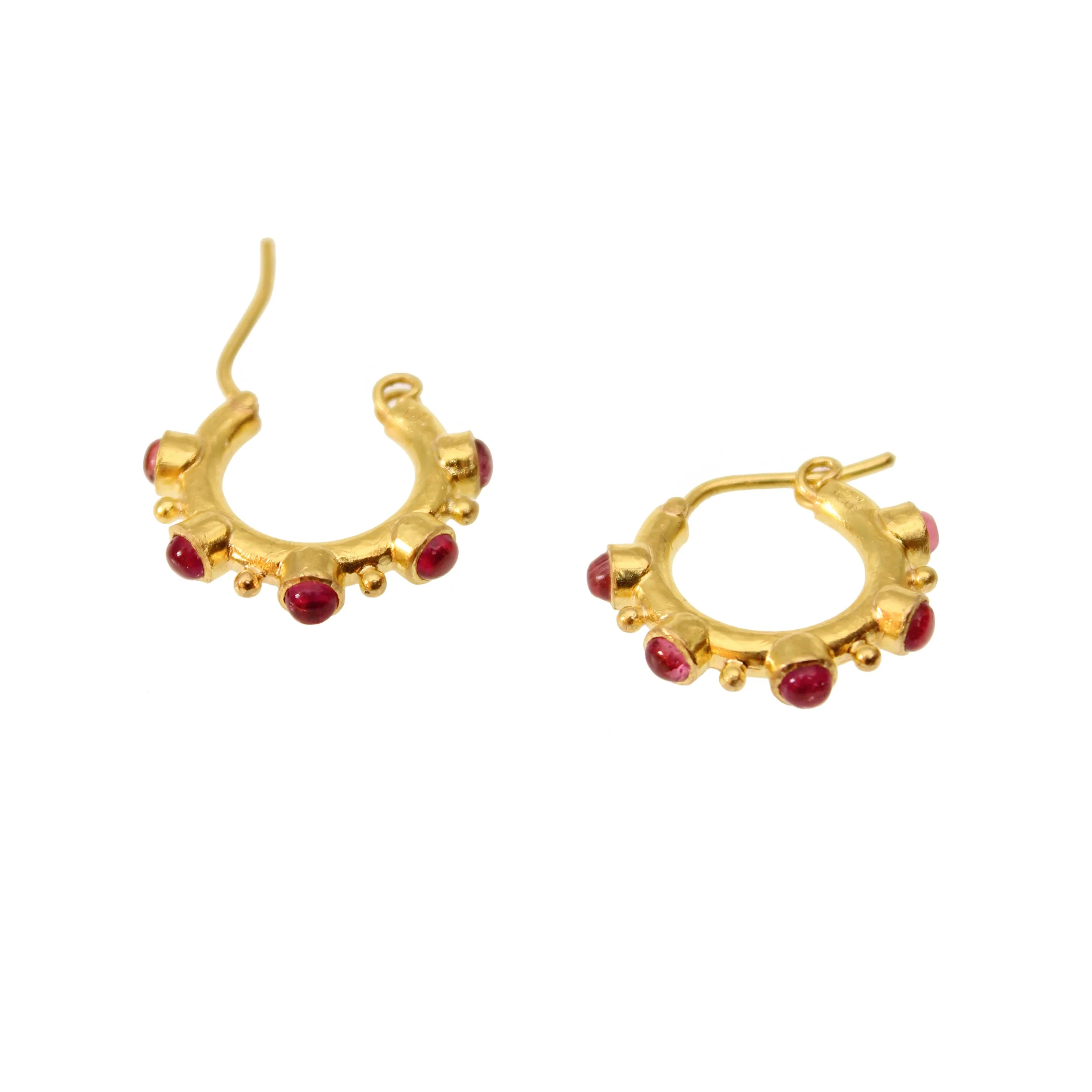 Elizabeth Locke Pink Tourmaline Hoop Earrings 19K Yellow Gold - Image 3