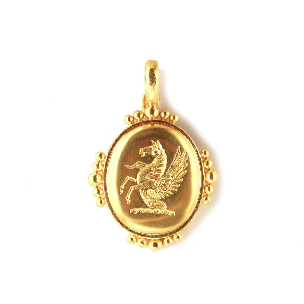 Elizabeth Locke Rampant Pegasus Pendant Yellow Gold
