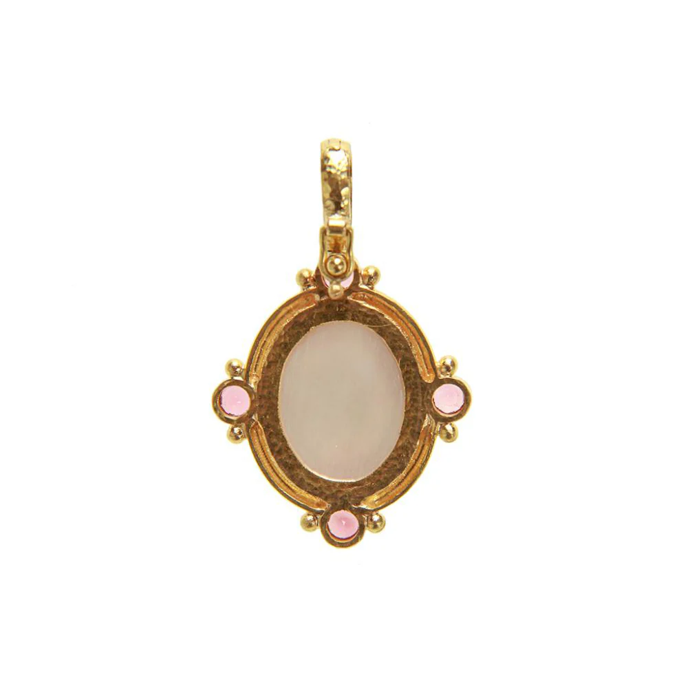 Elizabeth Locke Rose Quartz and Pink Tourmaline Pendant - Image 2