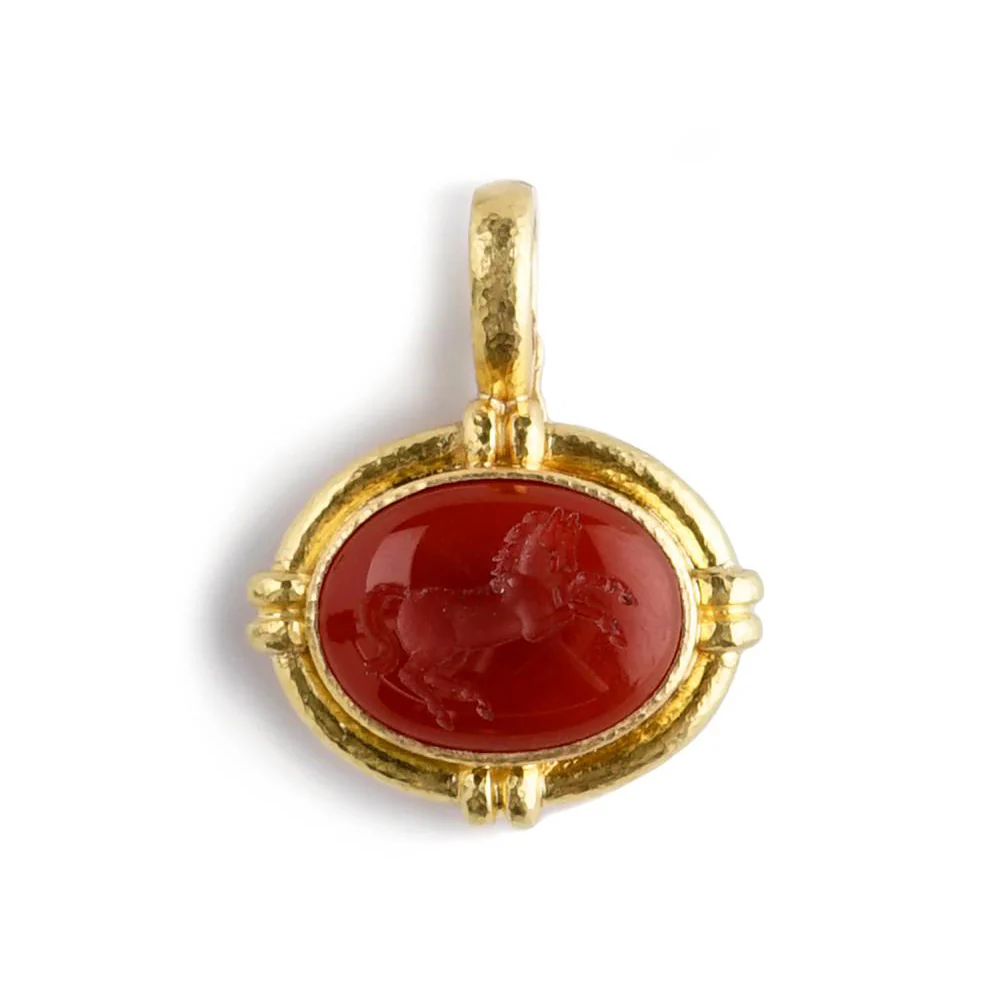 Elizabeth Locke Stone Intaglio Carnelian Rearing Horse Pendant