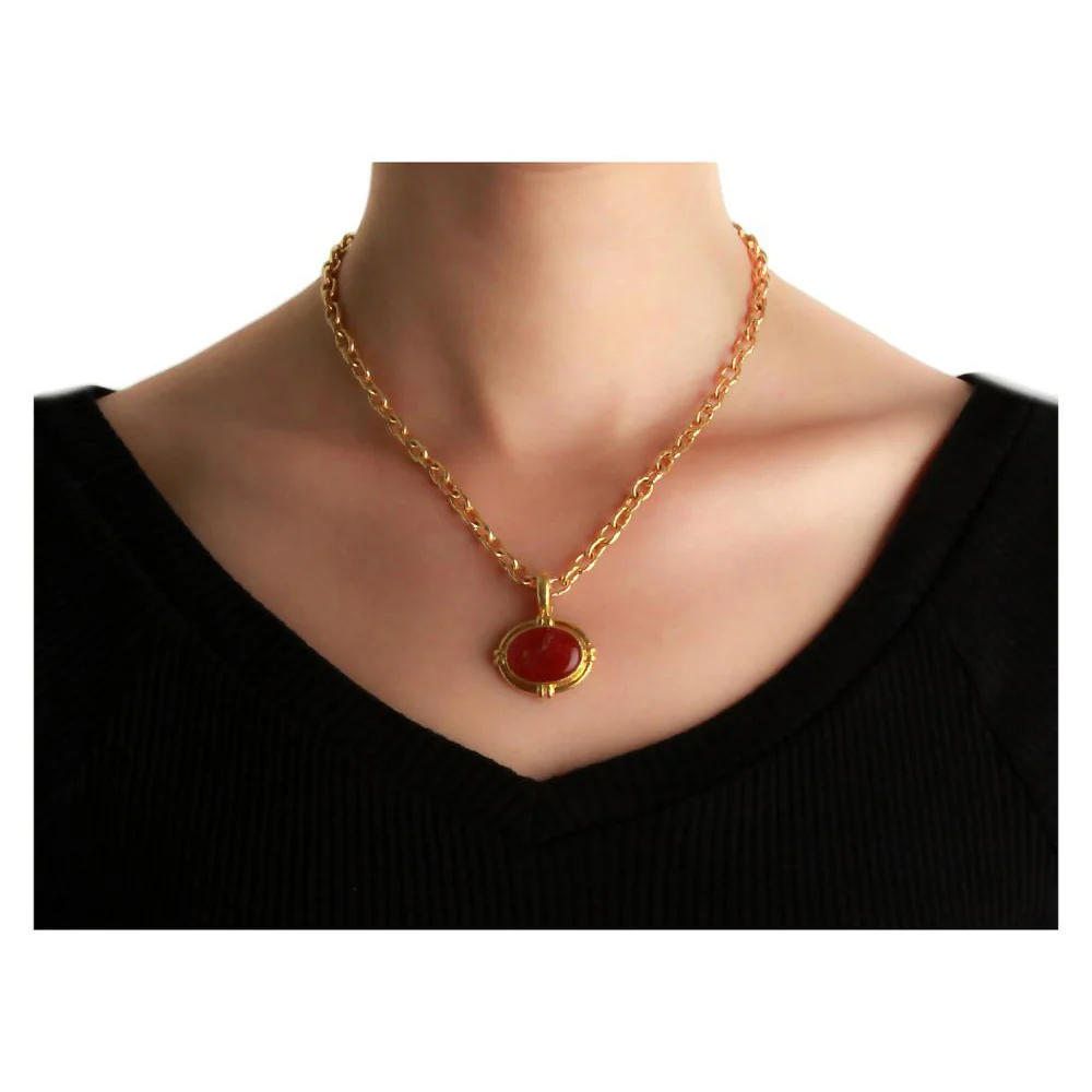 Elizabeth Locke Stone Intaglio Carnelian Rearing Horse Pendant - Image 3